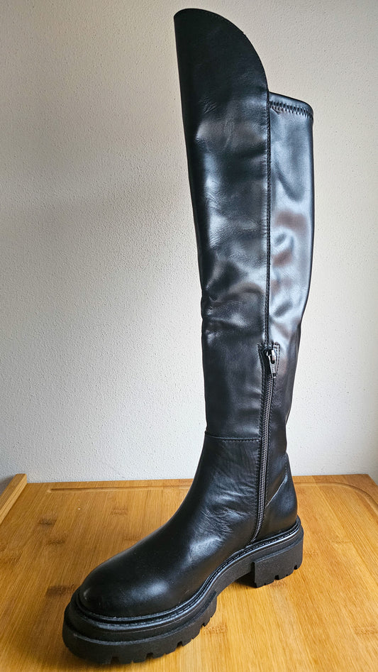 Stivale alto in vera pelle