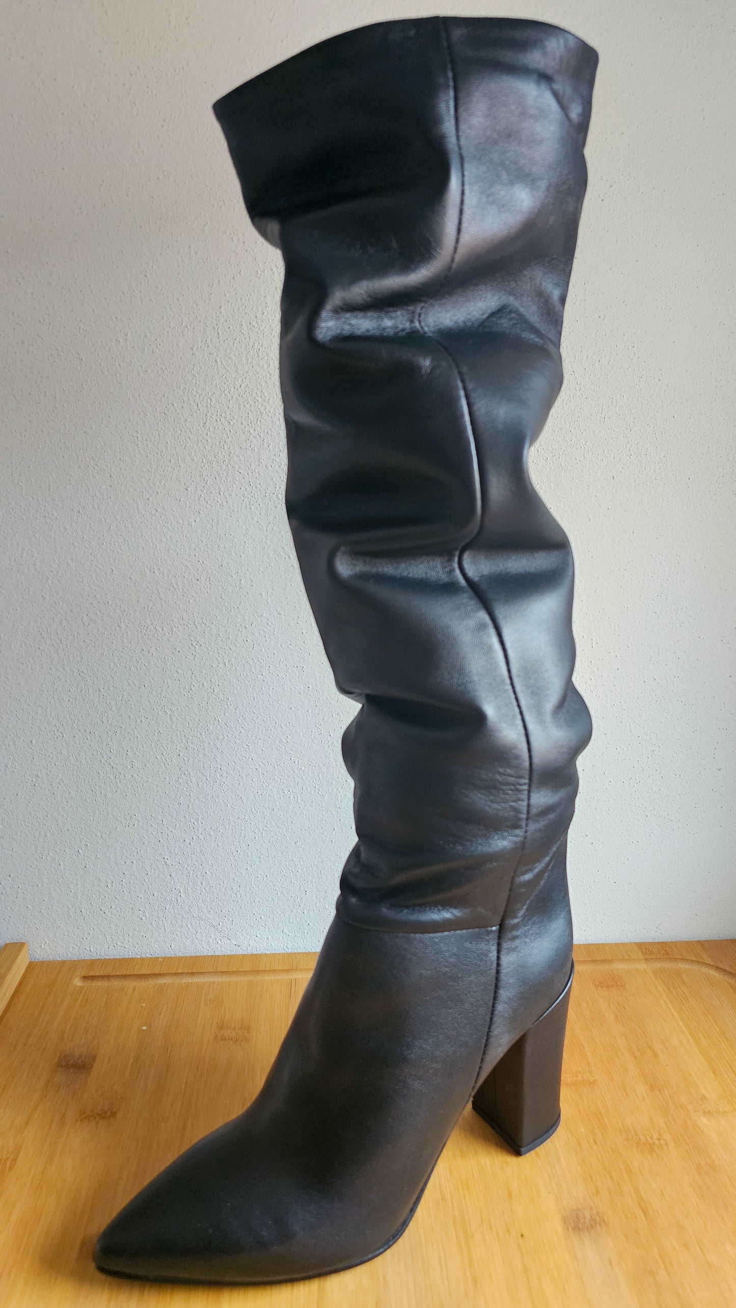 Stivale alto pelle arricciabile