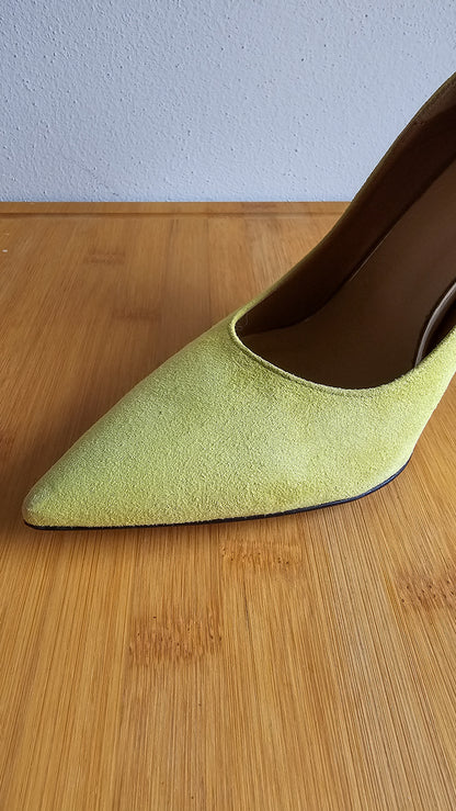 Decolleté camoscio color lime