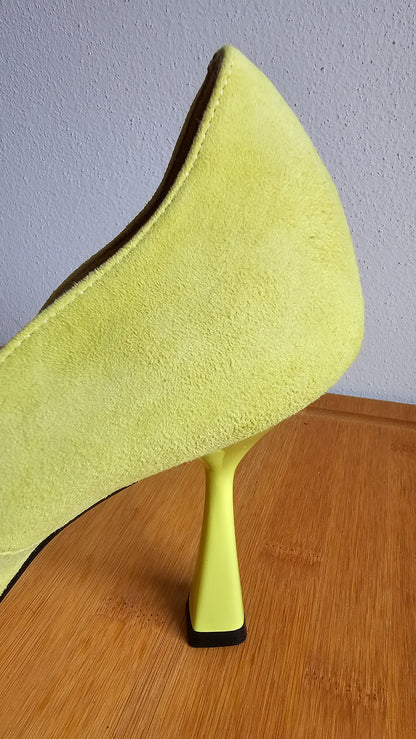 Decolleté camoscio color lime