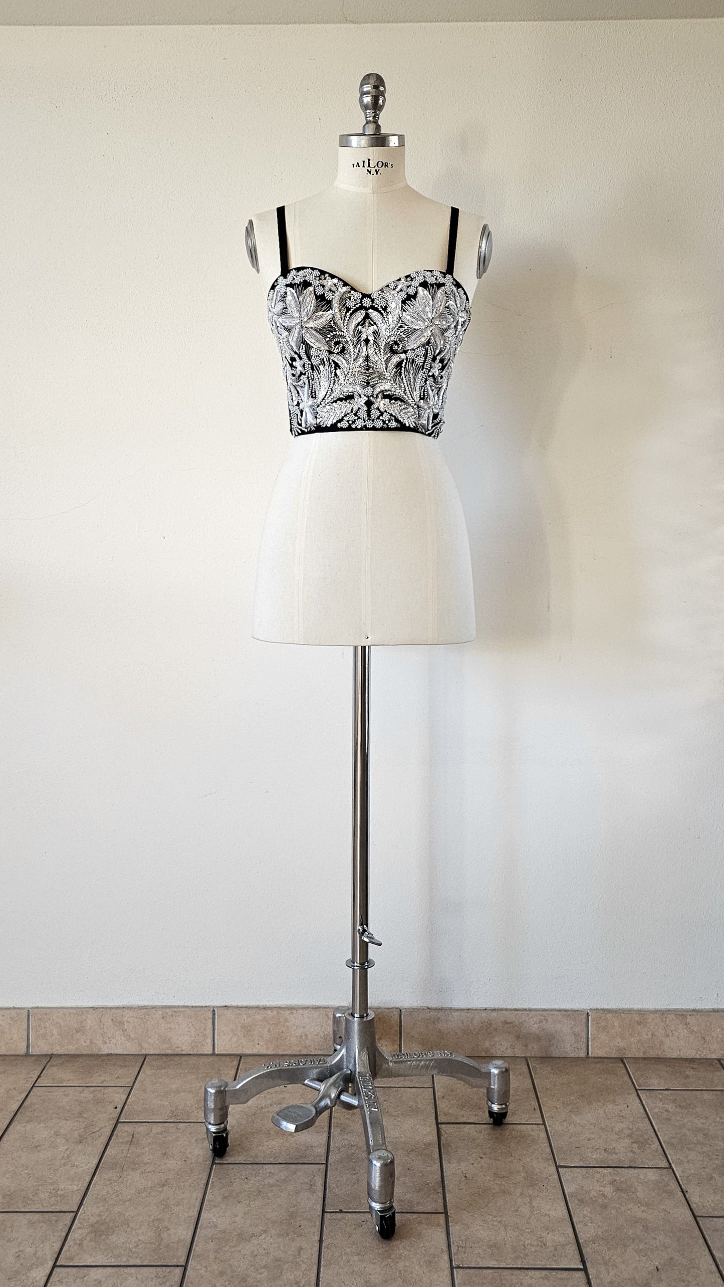 Top Bustier Argenté Perlé