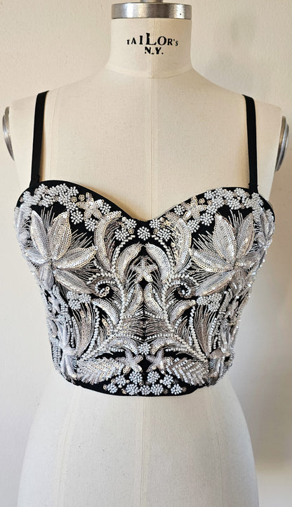 Top Bustier Argenté Perlé