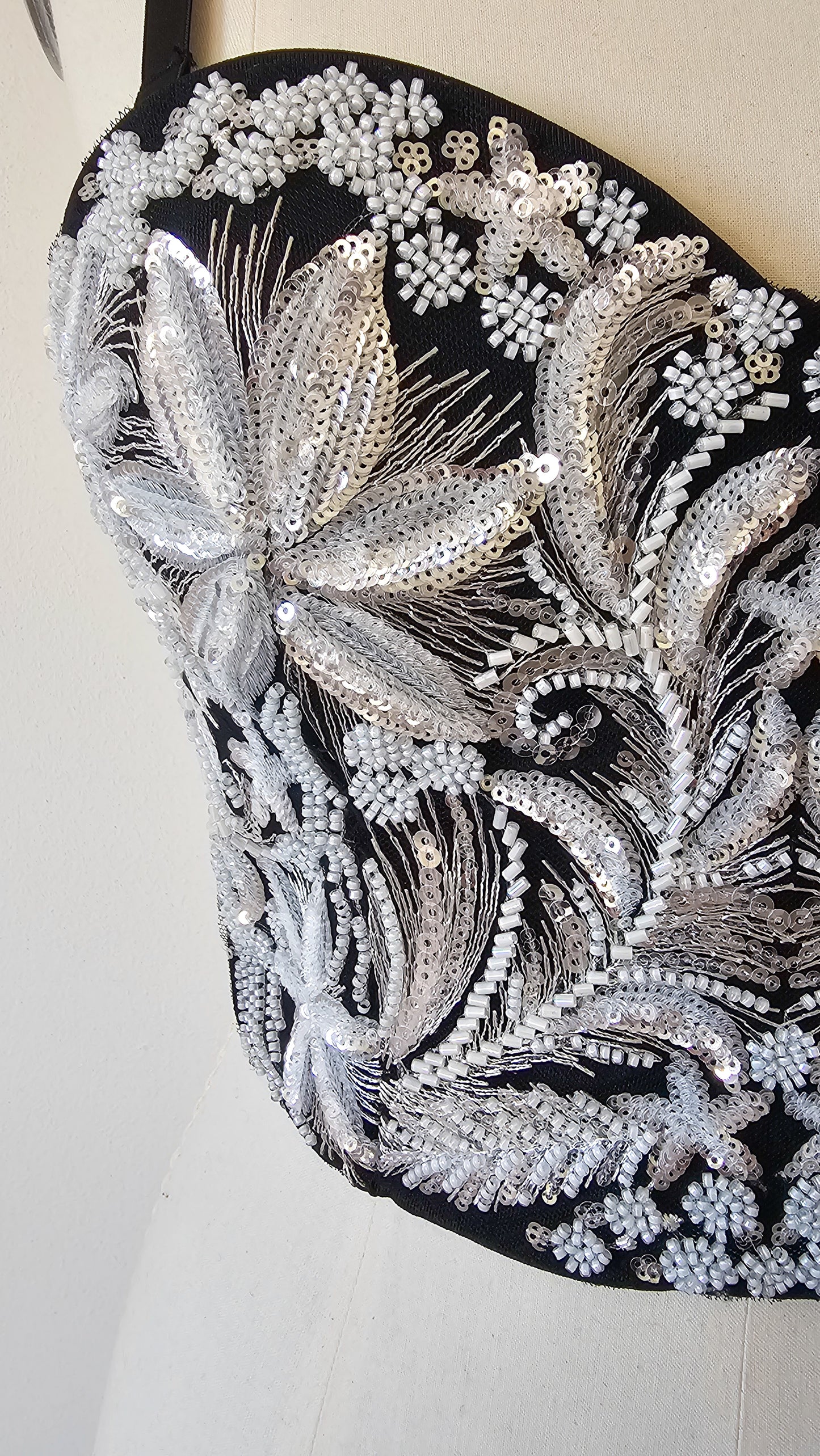 Top Bustier Argenté Perlé