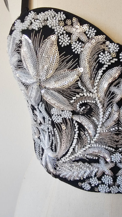 Top Bustier Argenté Perlé